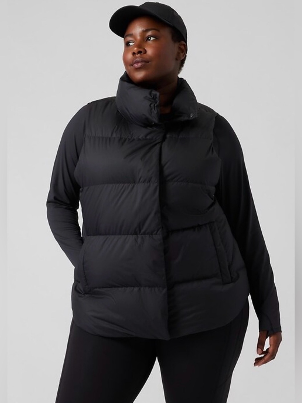 Athleta Downtown Puffer Vest Black Plus Size 2X Semi-fitted Full Zip insulated